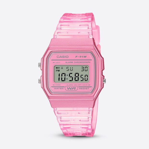 Reloj Casio Transparente Rosa Femenino F91WS-4