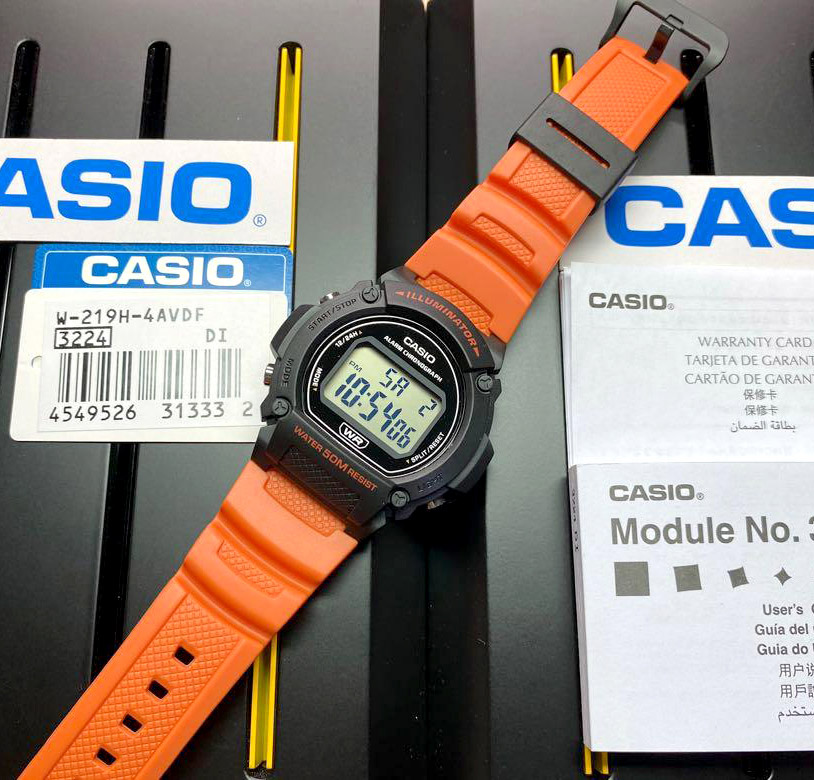 Reloj Casio W219H-4AV Naranja para Hombre - Imagen 3
