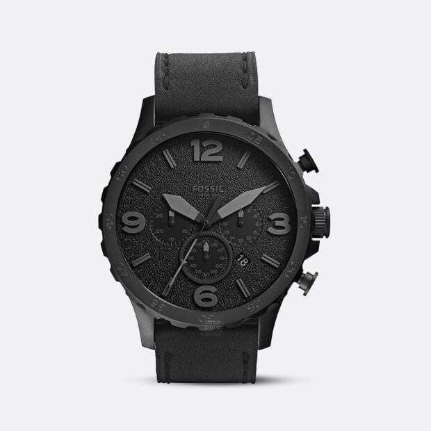 Reloj Fossil Nate JR1354 de Cuero Color Negro