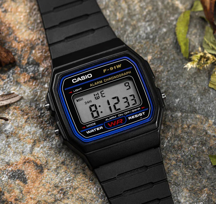 Reloj Casio F91W-1 Vintage Negro de Resina - Imagen 3
