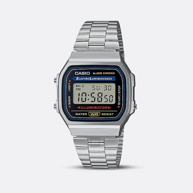 Reloj Casio Retro A168WA-1 Plateado de Hombre