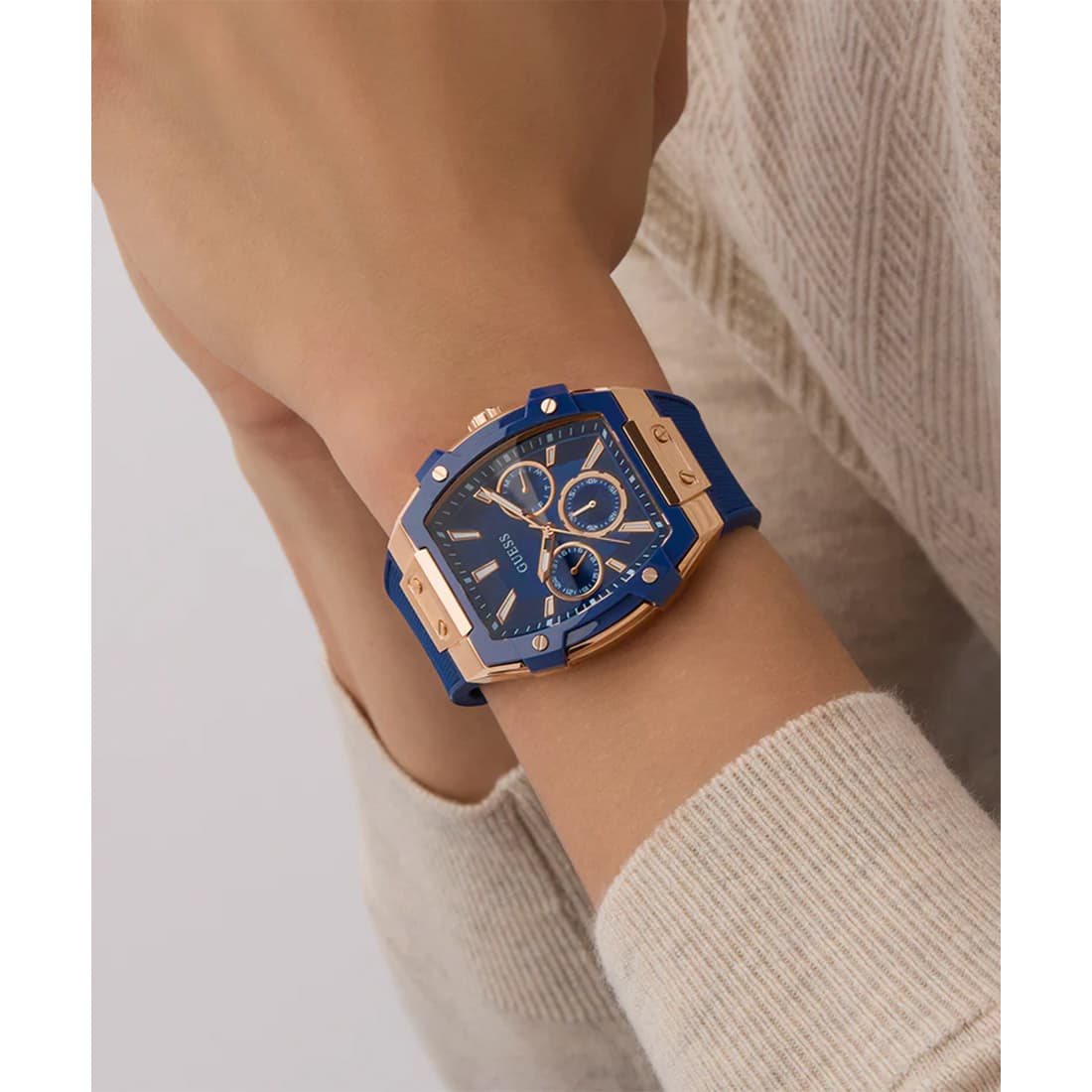 Reloj GUESS de Hombre GW0956G4 Azul Oro Rosa - Imagen 6