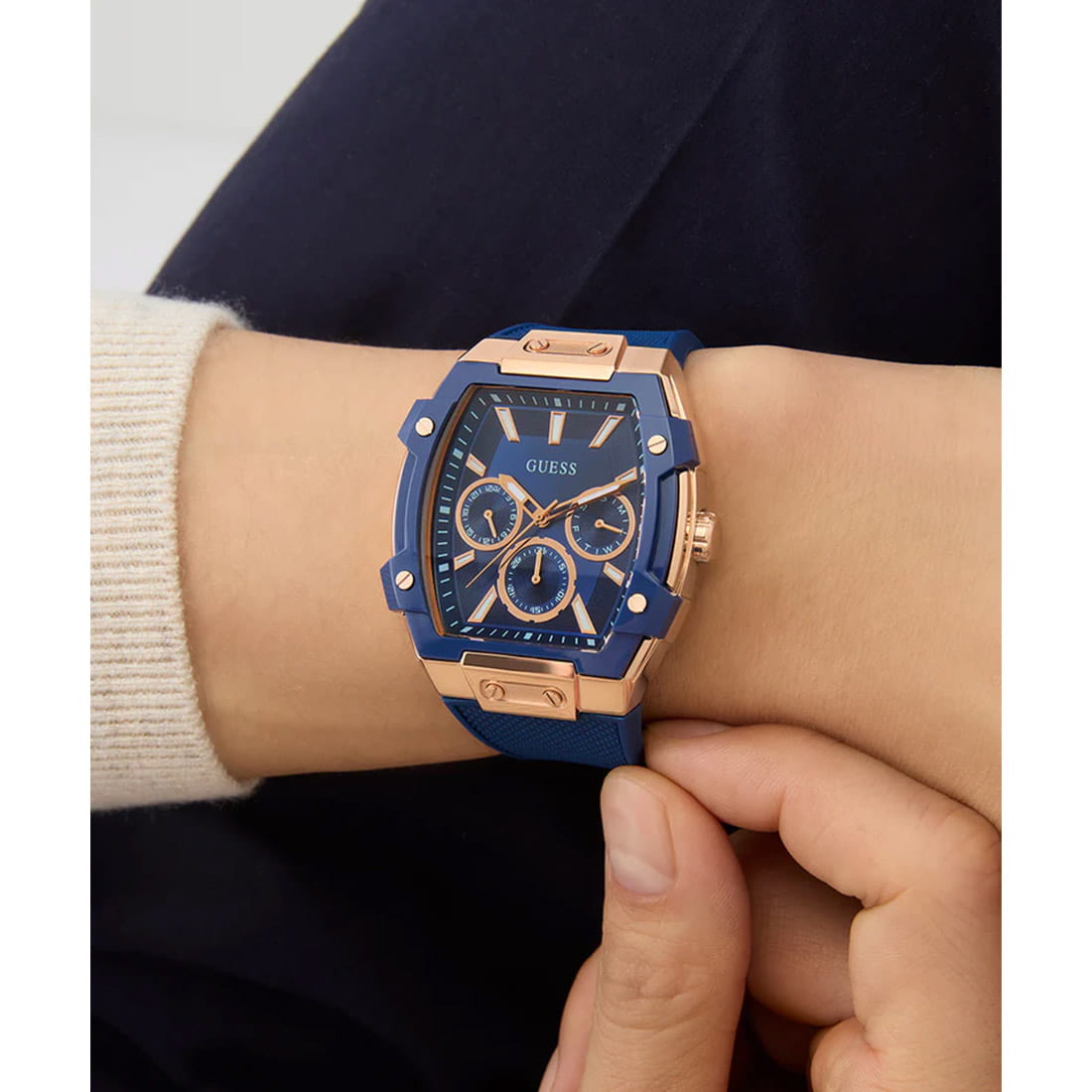 Reloj GUESS de Hombre GW0956G4 Azul Oro Rosa - Imagen 4
