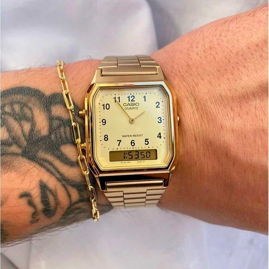 Reloj Casio Vintage Unisex AQ-230GA-9B Dorado - Imagen 3