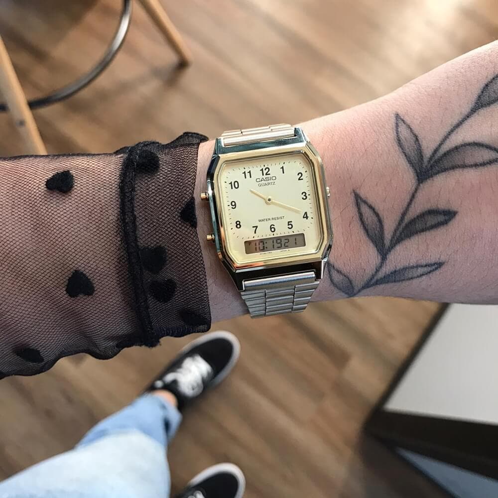 Reloj Casio Vintage Unisex AQ-230GA-9B Dorado - Imagen 5