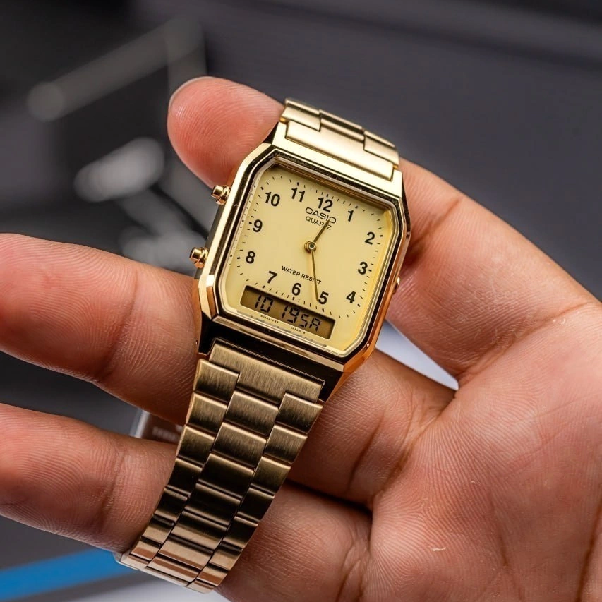 Reloj Casio Vintage Unisex AQ-230GA-9B Dorado - Imagen 4